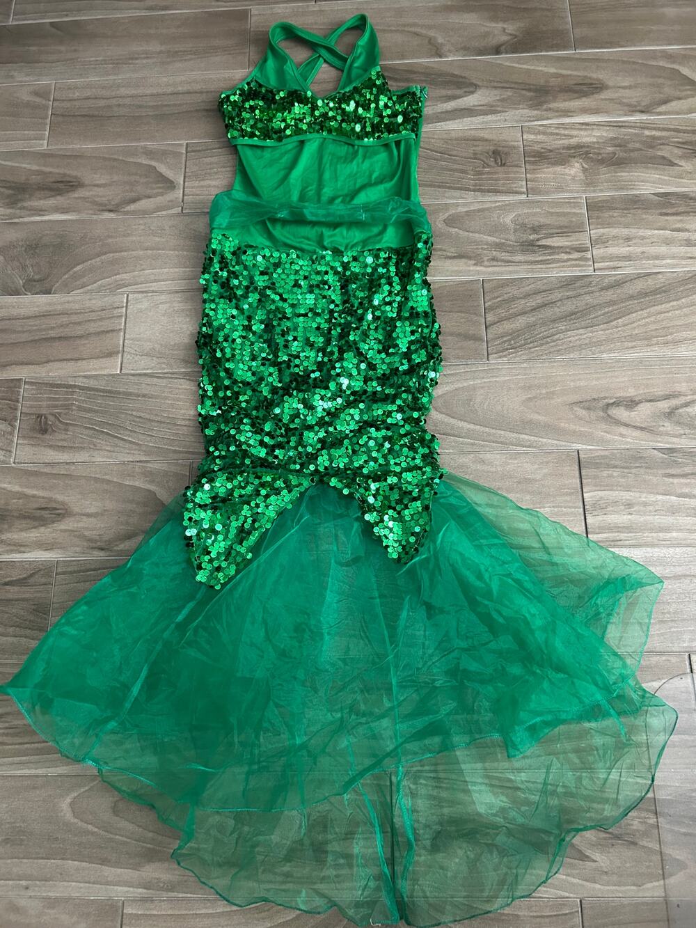 JERRY BECK FOR CHARADES SEQUIN GREEN MERMAID COSTUME DRESS SIZE SMALL
